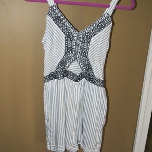 white and blue striped romper